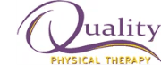 Logo for Quality Physical Therapy with elegant purple and gold text.