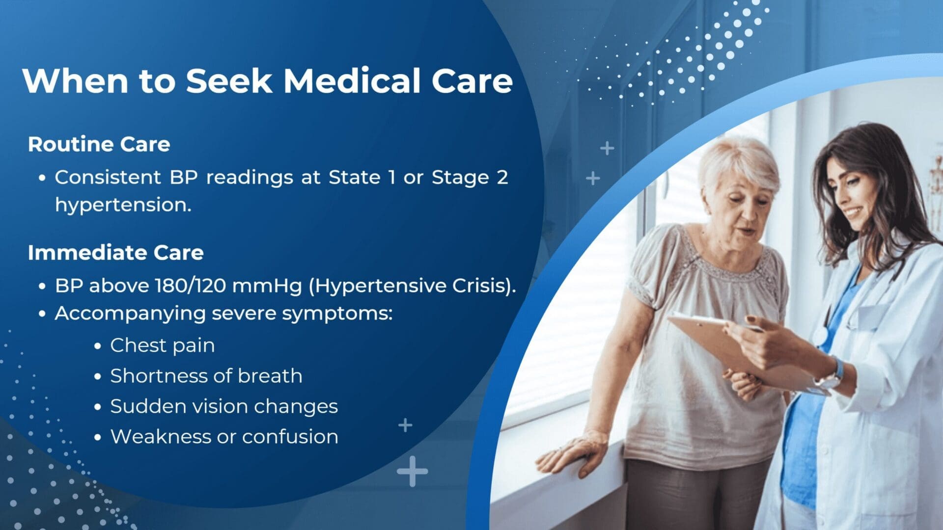 Hypertension care instructions and advice