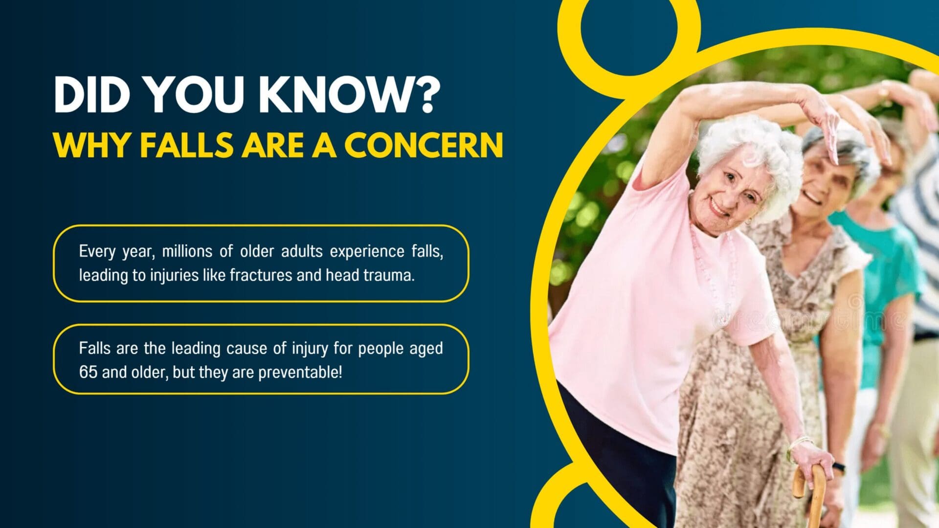 Older adults stretching for balance