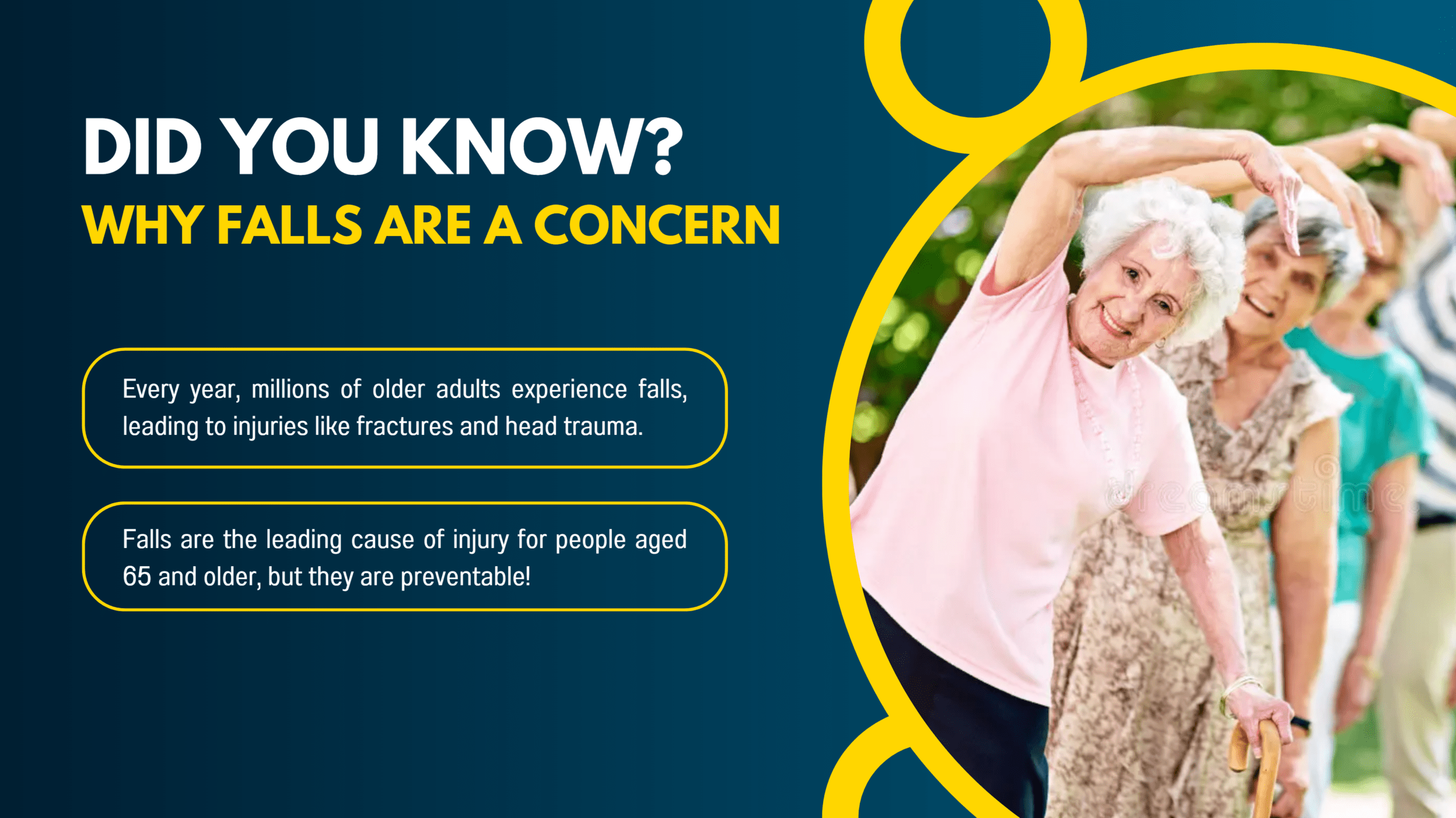 Older adults stretching for balance