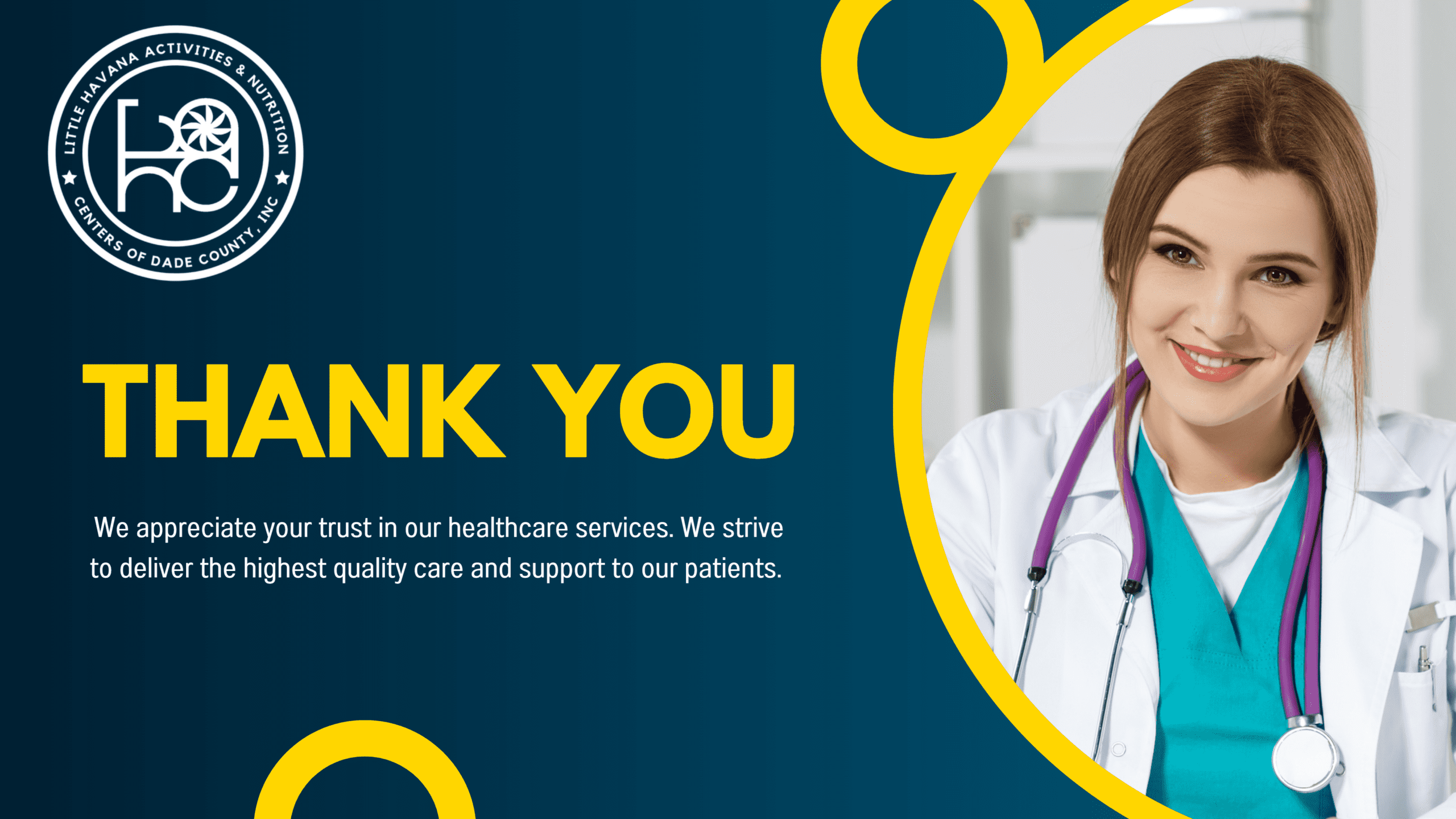 Healthcare professional with thank you message