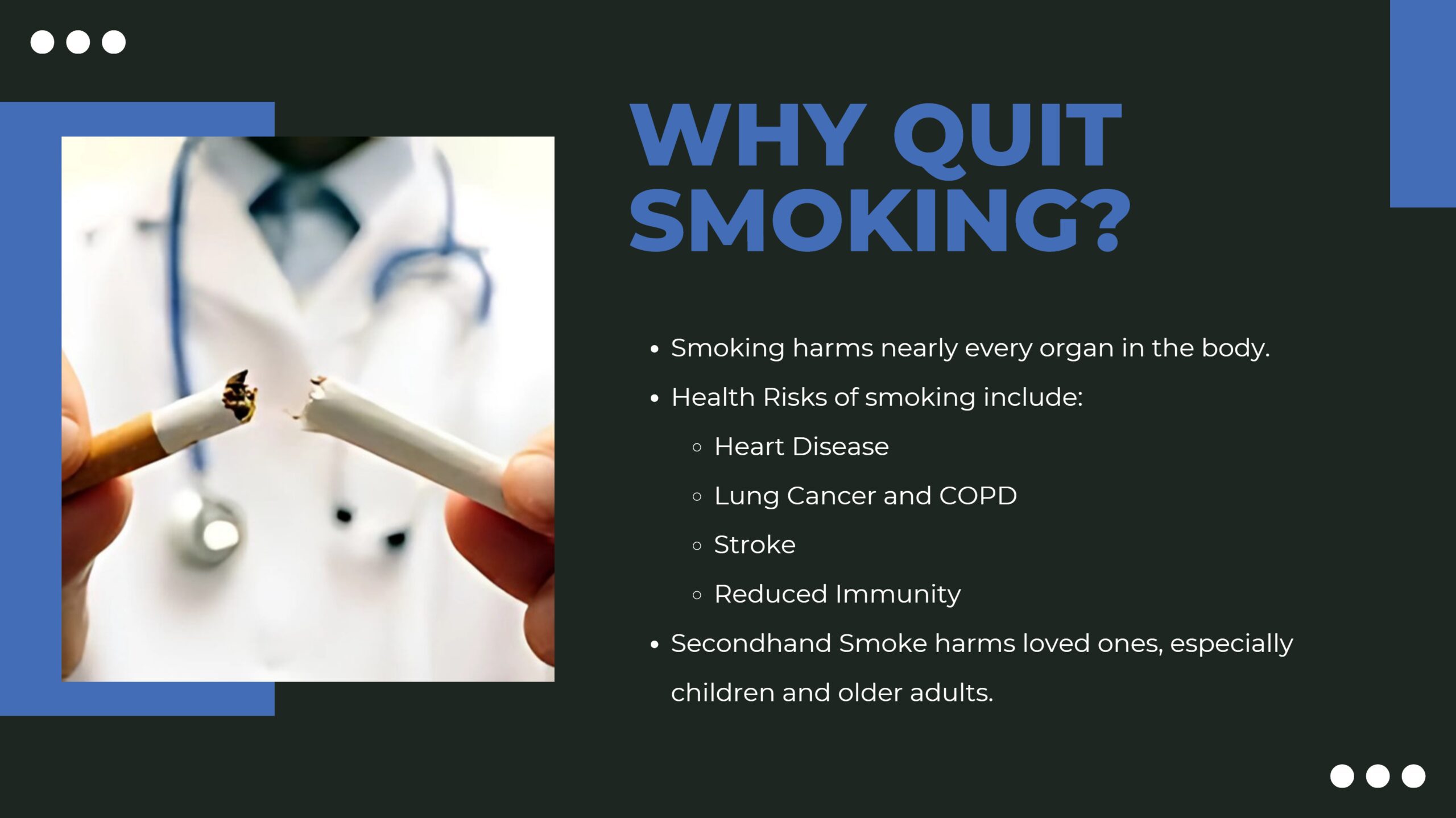 Reasons to quit smoking poster