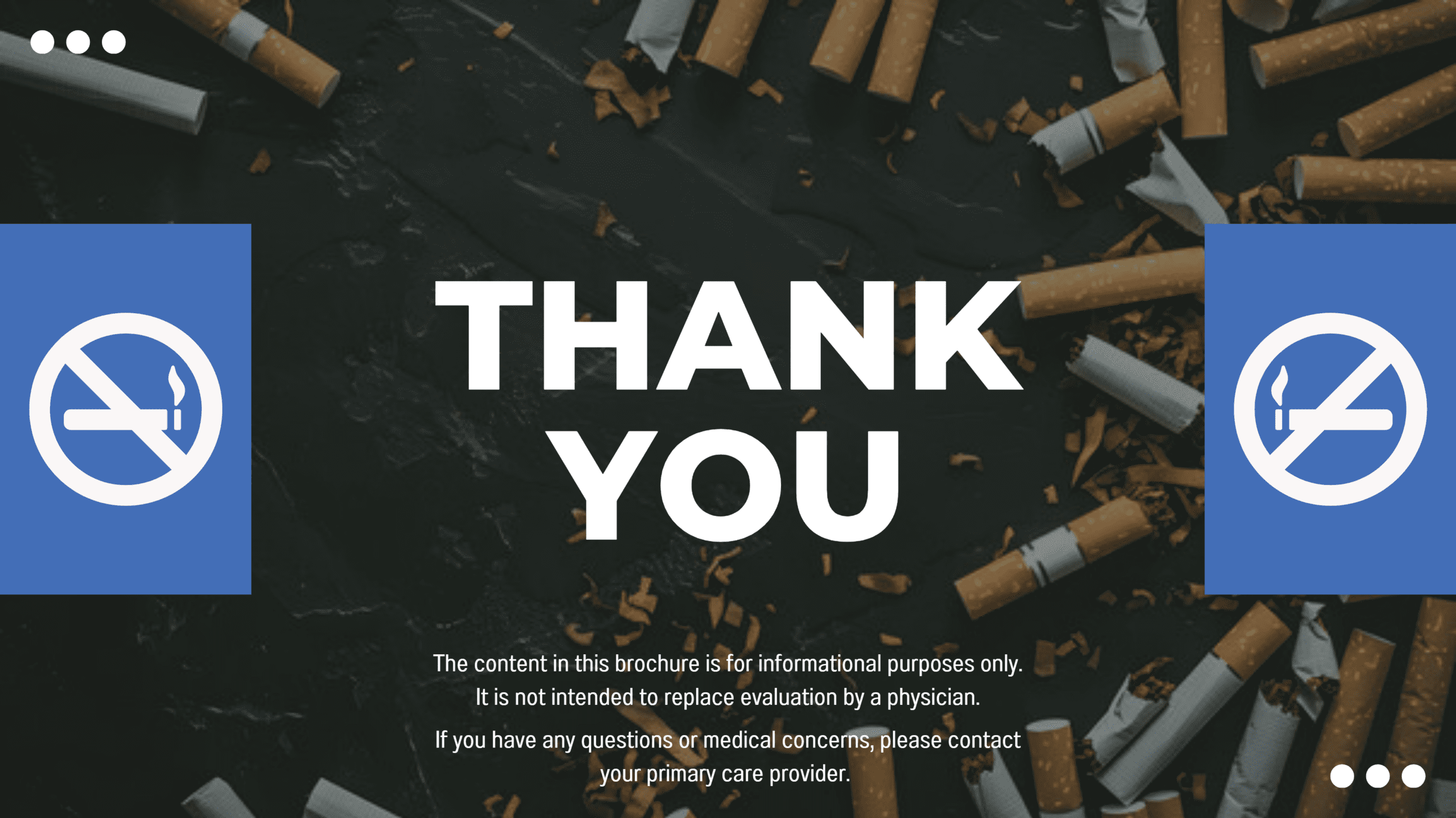 Anti-smoking thank you message with icons