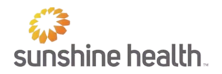 Black background, Sunshine Health text and symbol