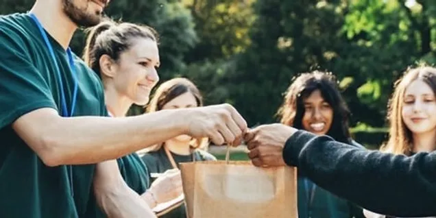 People volunteering at a community event