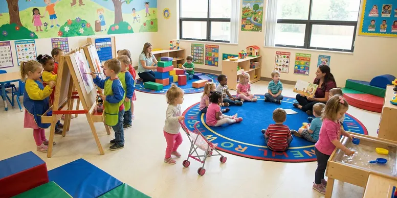 Kids engaged in preschool activities