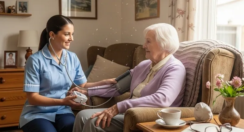 Home care visit with medical professional