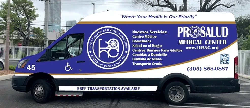Prosalud Medical Center vehicle with contact info
