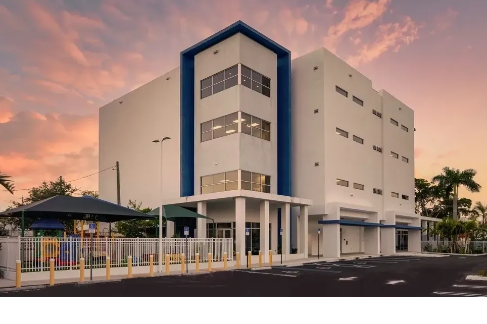 Contemporary architecture at dusk