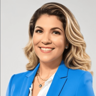 Smiling woman in blue blazer portrait